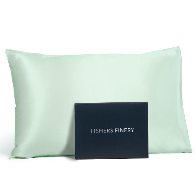 Fishers Finery 19mm 100% Pure Mulberry Silk Pillowcase, Quality Tested (Light Green, K) - Image 1